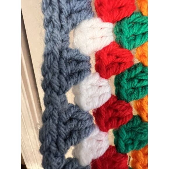 Crochet Handmade Afghan Lap Throw Baby Blanket Vintage Granny Square 36x36 - Picture 5 of 8